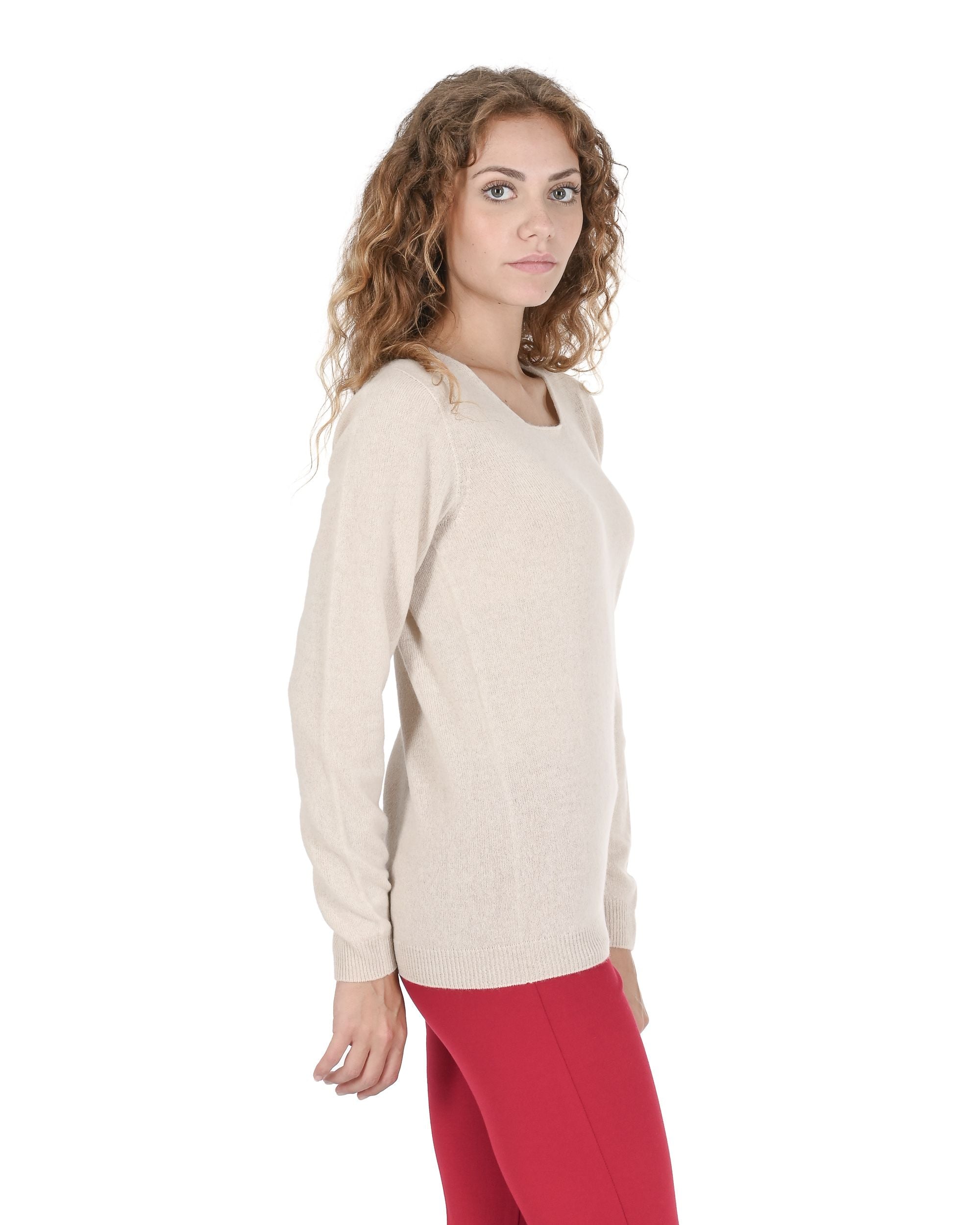Maglione da donna in cashmere con scollo quadrato Crown of Edinburgh COE 0024 LINO