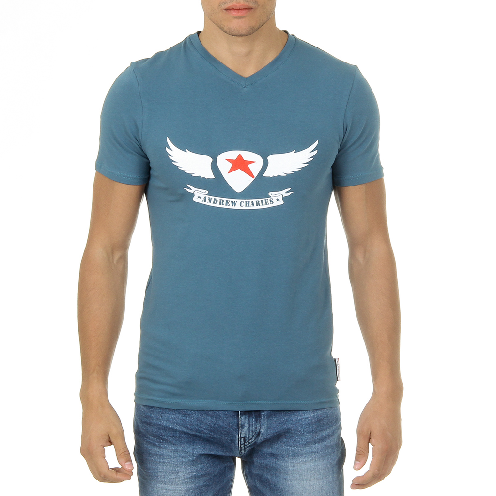 Andrew Charles Maglietta da uomo a maniche corte con scollo a V, verde KENAN