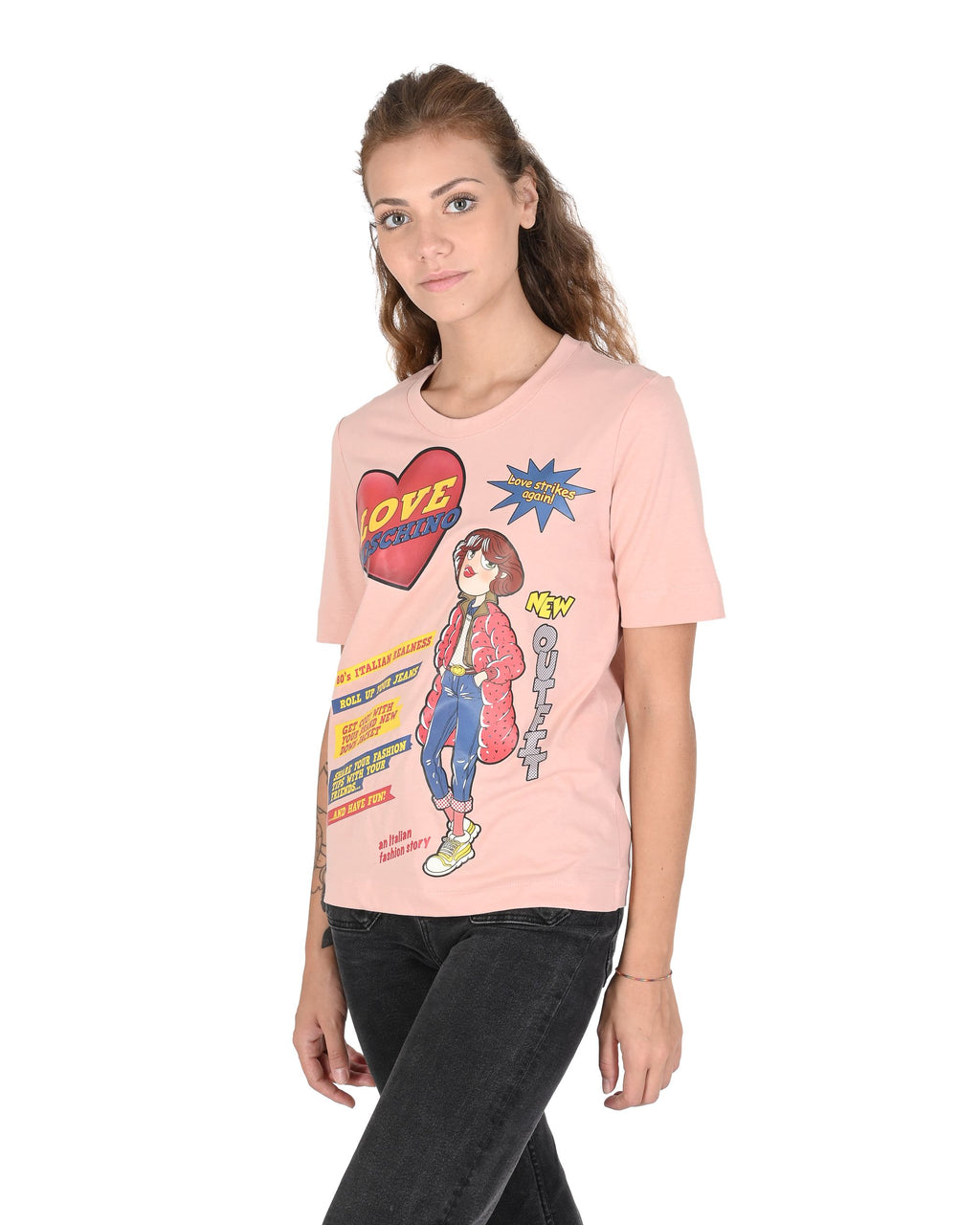 T-shirt da donna Love Moschino W 4 F15 3D M 3876 M12 ROSA CIPRIA