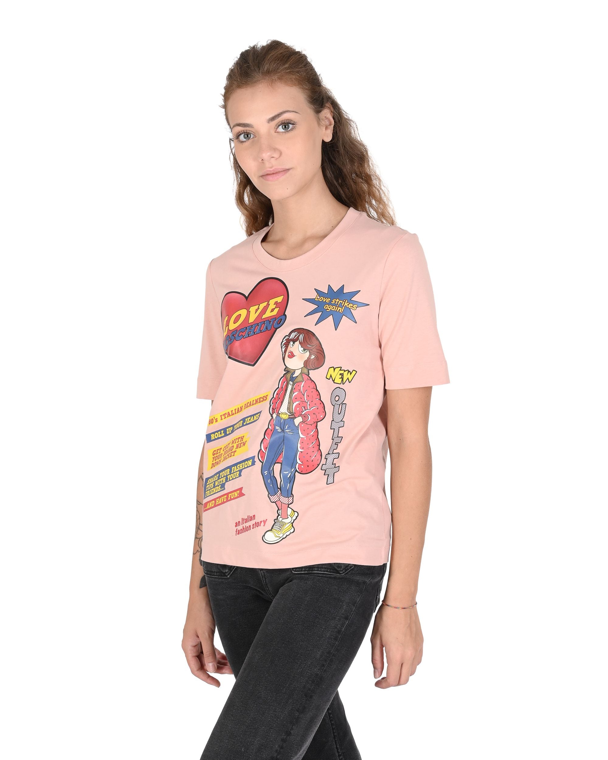 T-shirt da donna Love Moschino W 4 F15 3D M 3876 M12 ROSA CIPRIA