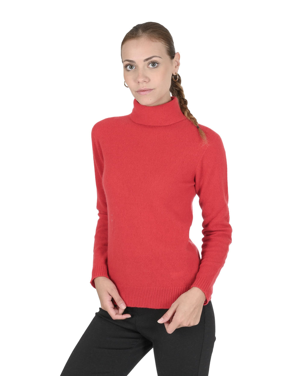 Maglione dolcevita da donna in cashmere Crown of Edinburgh COE 0021 ROSSO