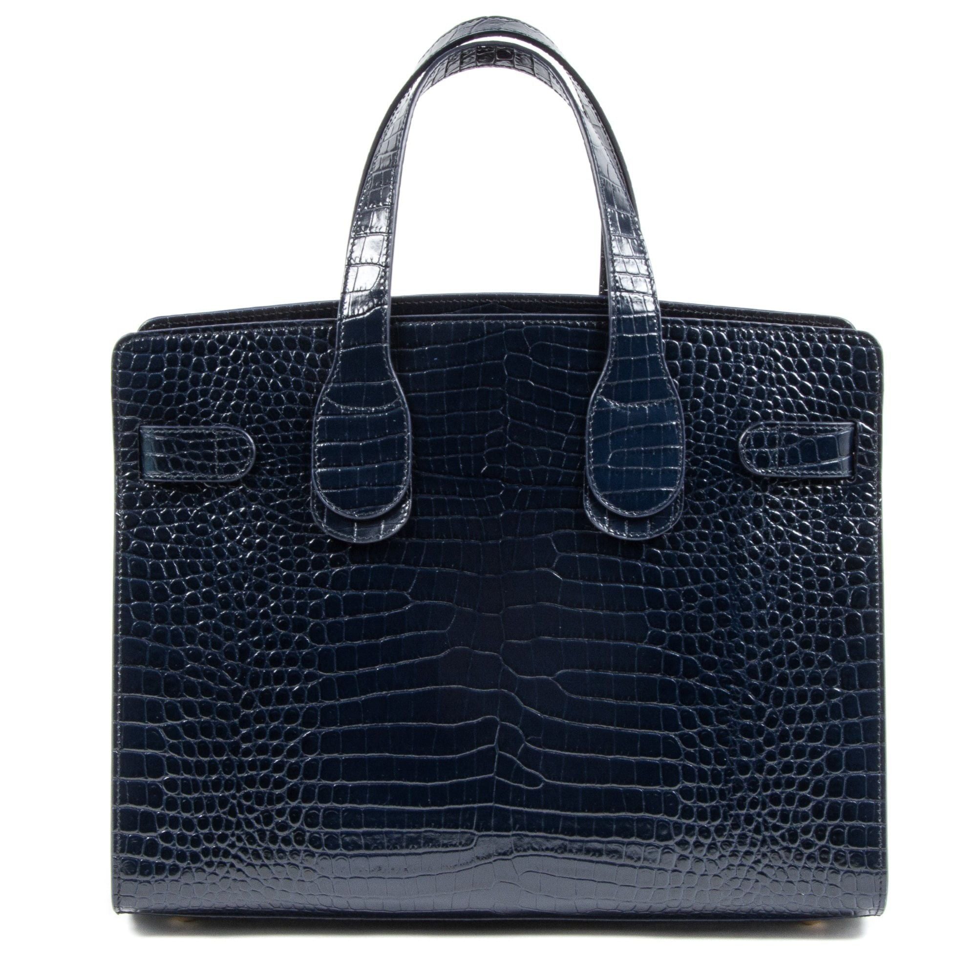 Borsa tote grande blu Verona Cocco