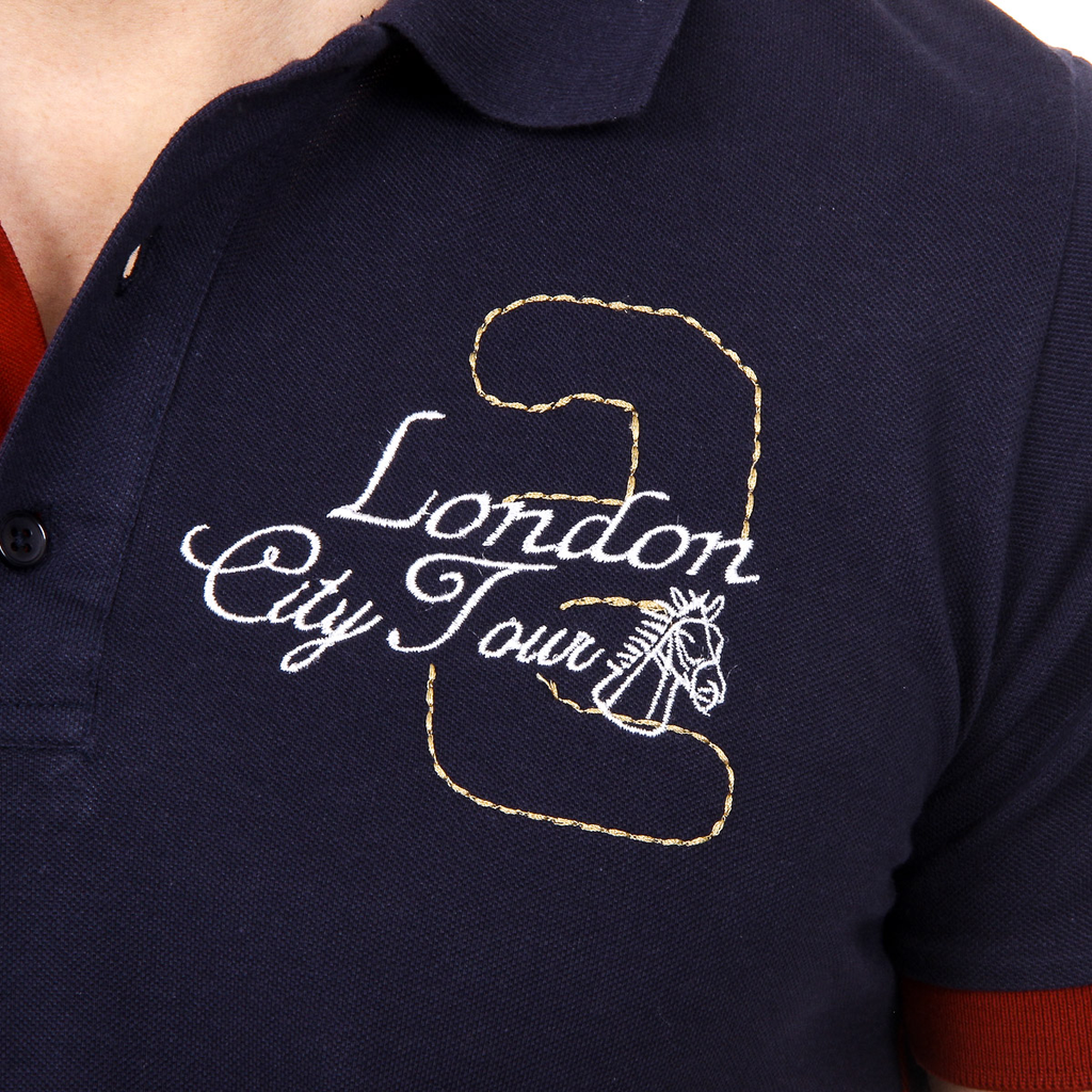 Polo da uomo a maniche corte Ufford & Suffolk Polo Club US005 BLU NAVY