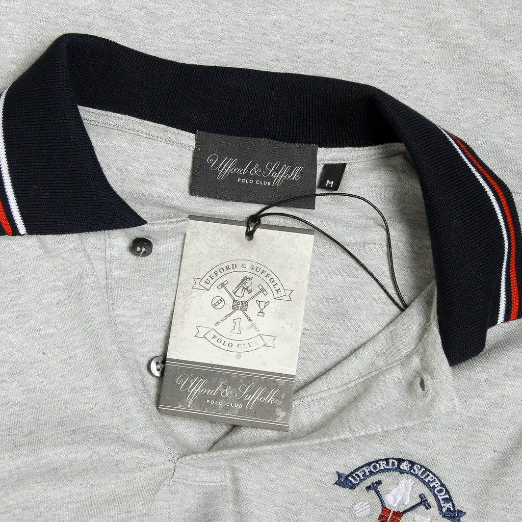 Polo da uomo a maniche corte Ufford & Suffolk Polo Club Grigia PAKO
