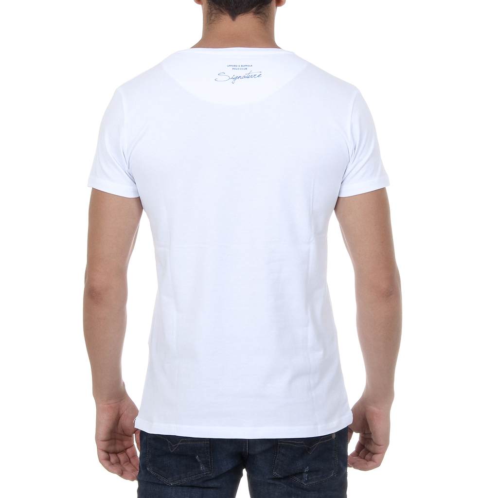 T-shirt da uomo Ufford & Suffolk Polo Club a maniche corte con scollo tondo US027 BIANCO