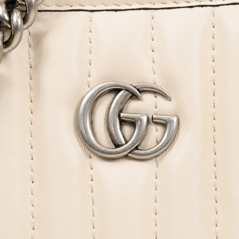 Borsa a tracolla Gucci Marmont GG in pelle trapuntata bianca