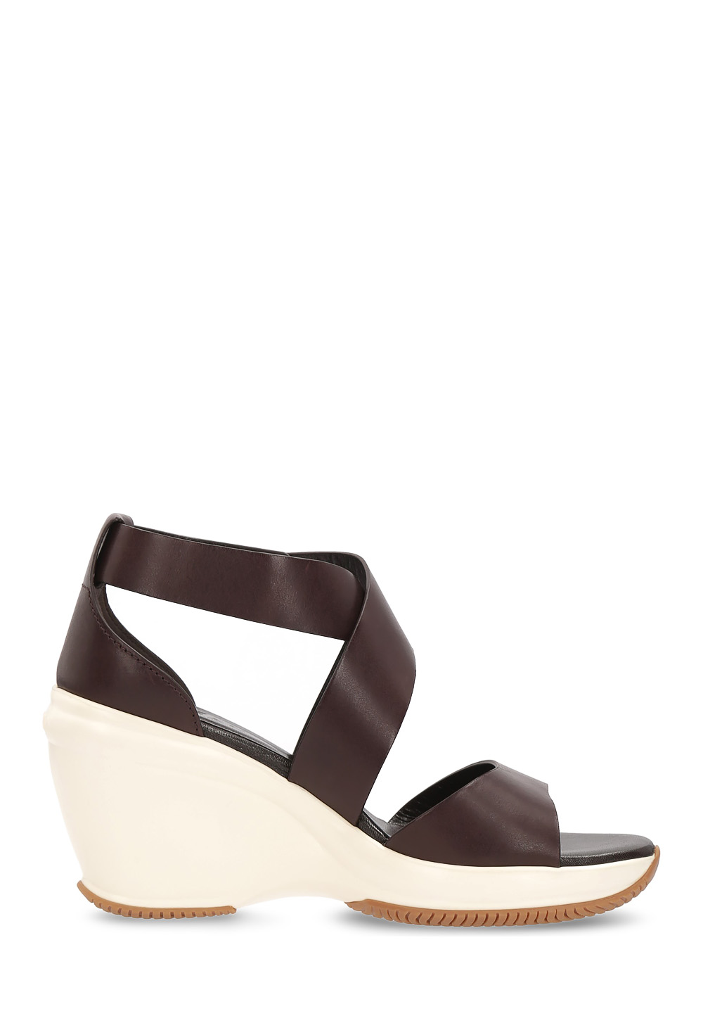 Sandalo con zeppa Hogan da donna marrone scuro HXW1460A360AOFS807