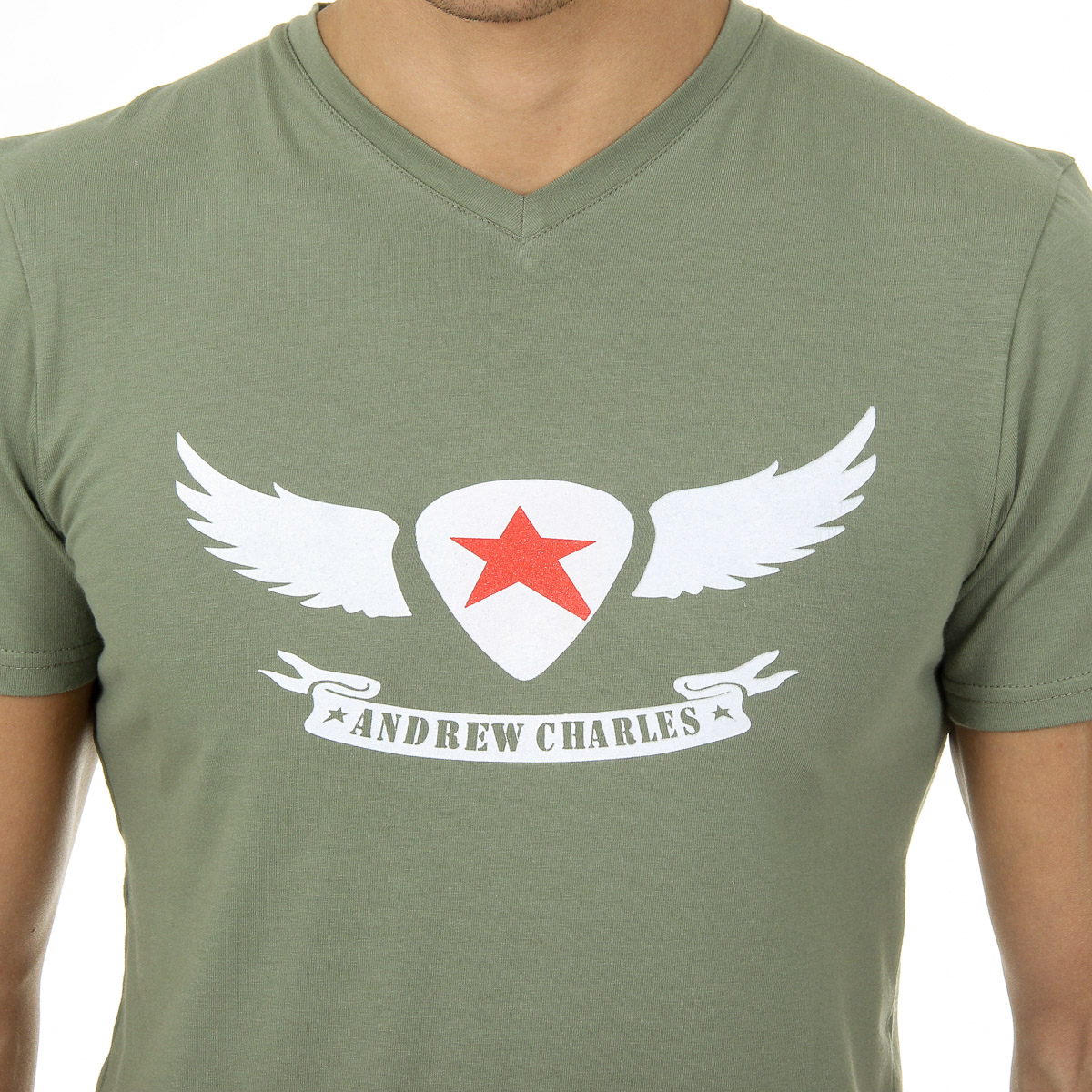 Andrew Charles Maglietta da uomo a maniche corte con scollo a V, verde KENAN