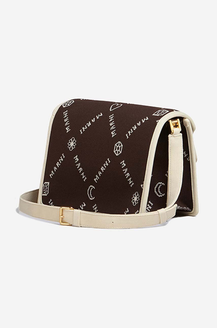 Borsa a tracolla in tessuto Marni Monogram marrone