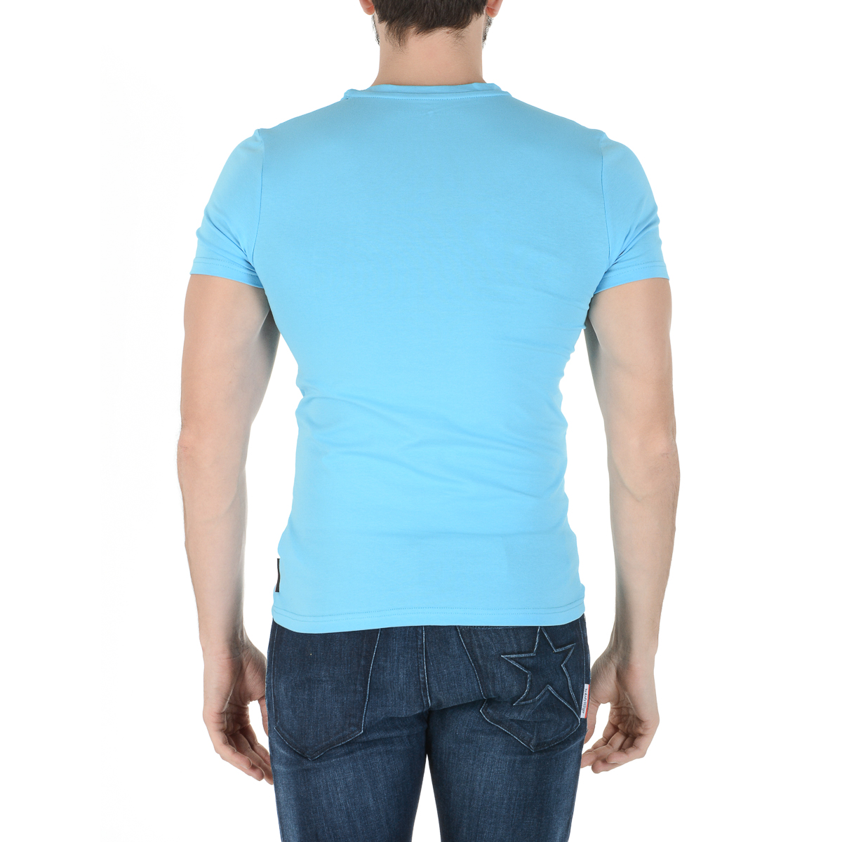 Andrew Charles T-shirt da uomo a maniche corte con scollo rotondo, blu chiaro KEITA