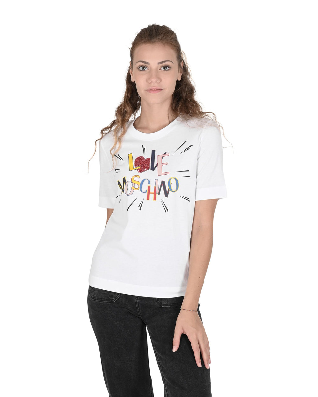 T-shirt da donna Love Moschino W 4 F15 3E M 3876 A00 BIANCO OTTICO
