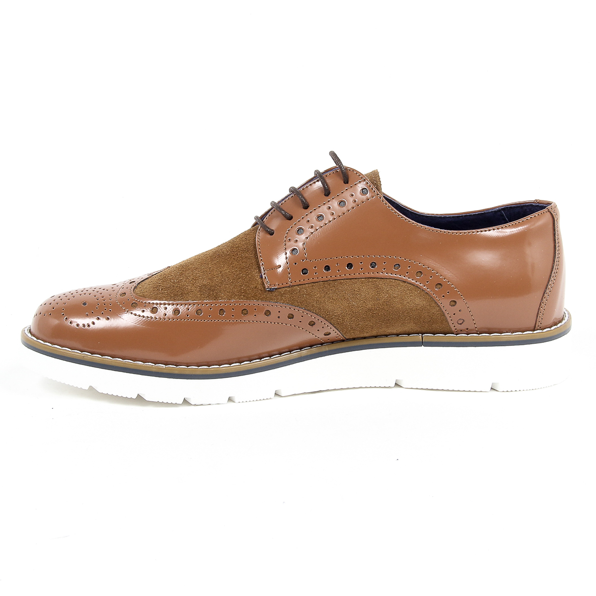 Andrew Charles Mens Brogue Oxford Shoe 914 ABRASIVATO CAMOSCIO COGNAC