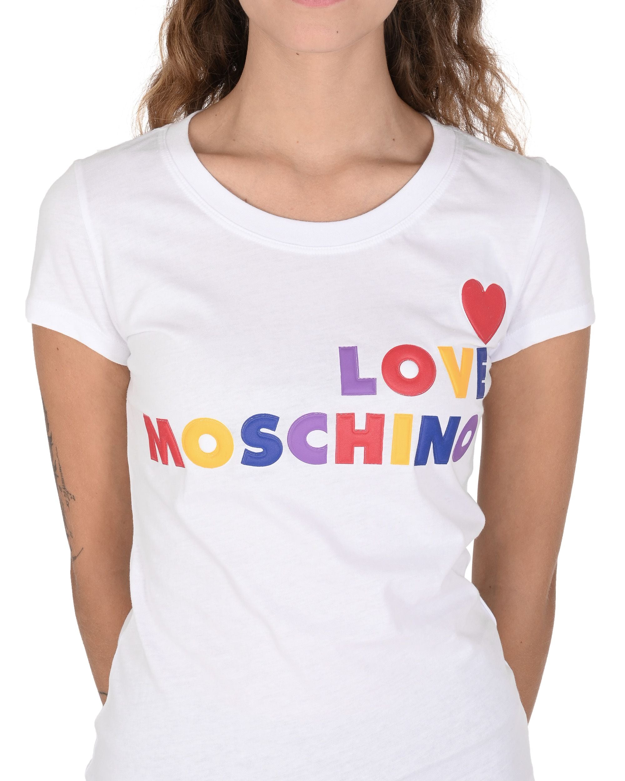 T-shirt da donna Love Moschino W 4 B19 5B M 4083 A00 BIANCO OTTICO