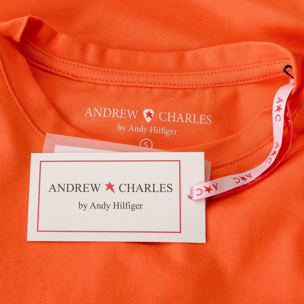 Andrew Charles T-shirt da donna a maniche corte con scollo tondo arancione TARANA