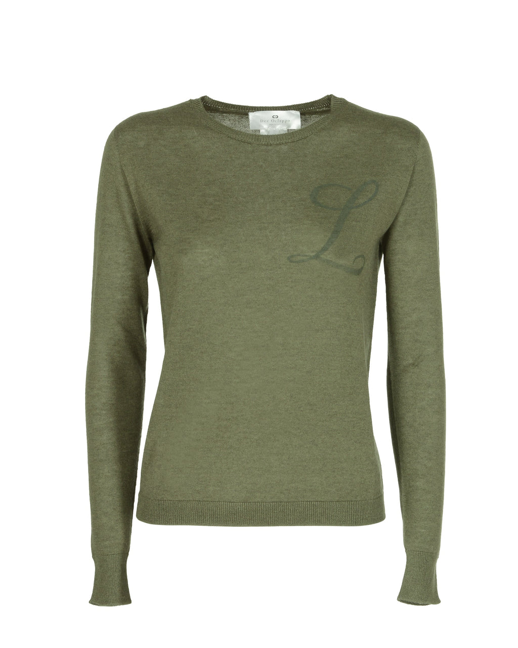 Maglia girocollo in cashmere estivo - Manica lunga - Verde