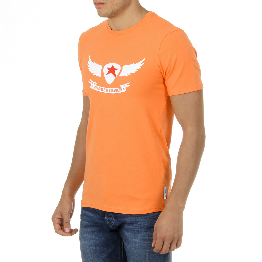 Andrew Charles T-shirt da uomo a maniche corte con scollo rotondo arancione KEITA
