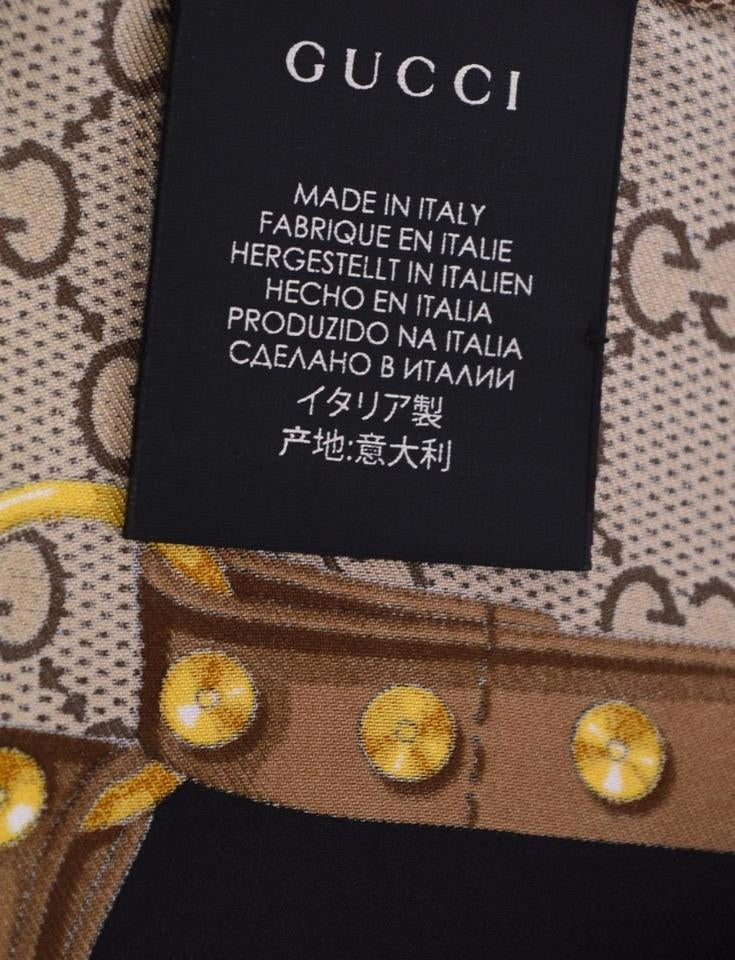 Sciarpa Gucci GG monogramma stampa 100% seta 90x90 cm marrone multi