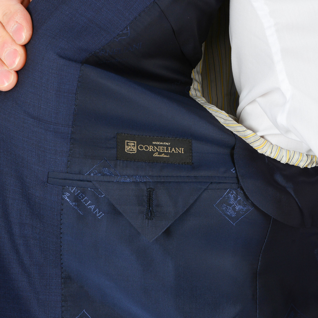 Abito da uomo Corneliani maniche lunghe blu Super 110's