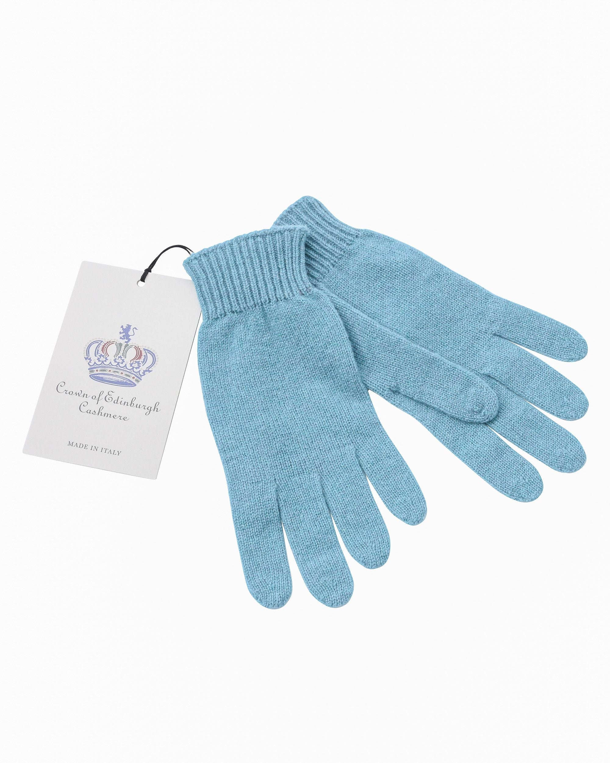 Guanti corti da donna in cashmere Crown of Edinburgh COE 001 BABY BLUE
