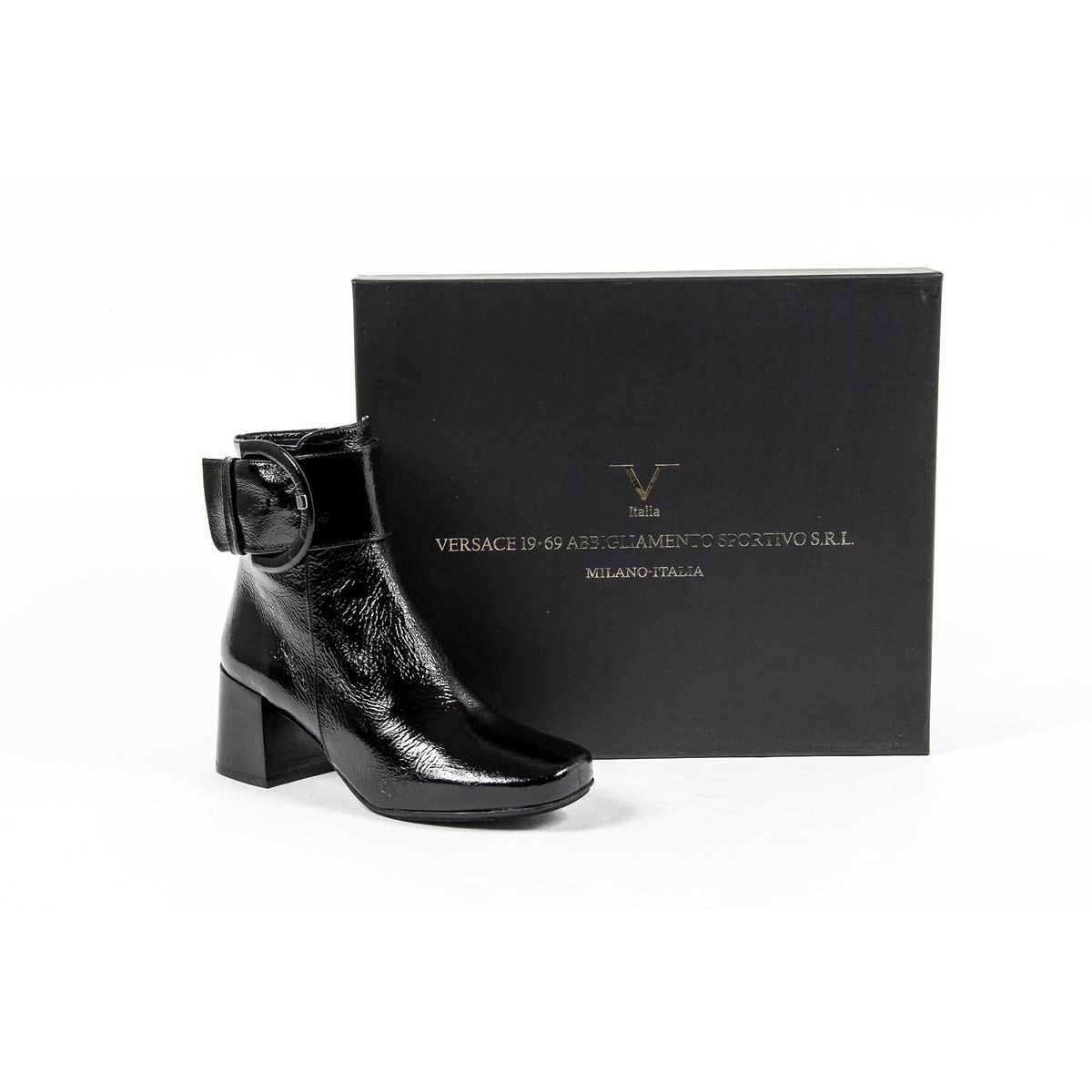 V 1969 Italia Stivaletto con tacco da donna B2484 FINISH NERO