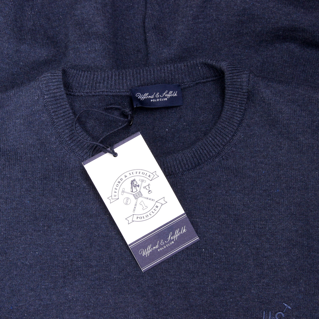 Maglione da uomo Ufford & Suffolk Polo Club a maniche lunghe con scollo rotondo PULLRUS100 BLU SCURO