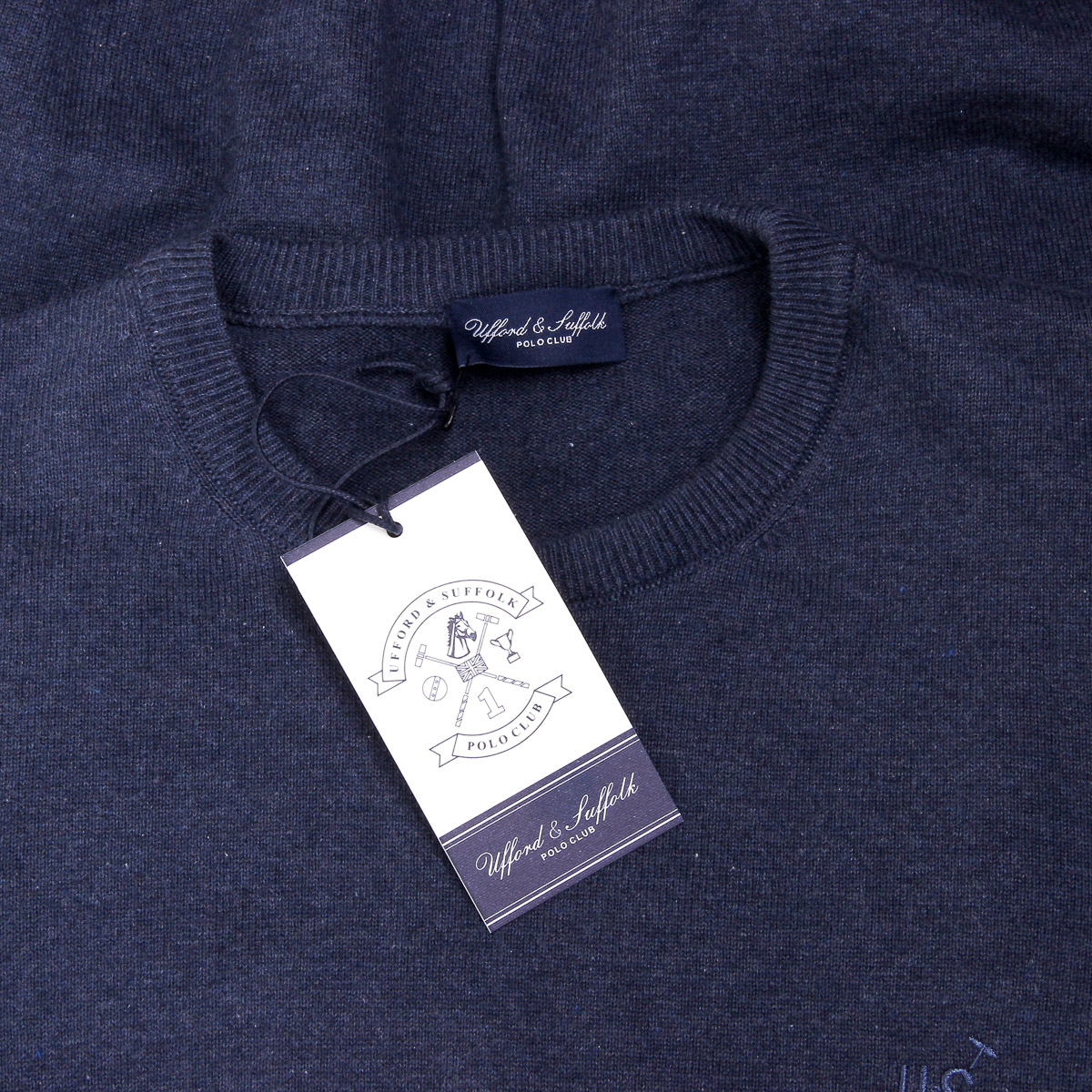 Maglione da uomo Ufford & Suffolk Polo Club a maniche lunghe con scollo rotondo PULLRUS100 BLU SCURO