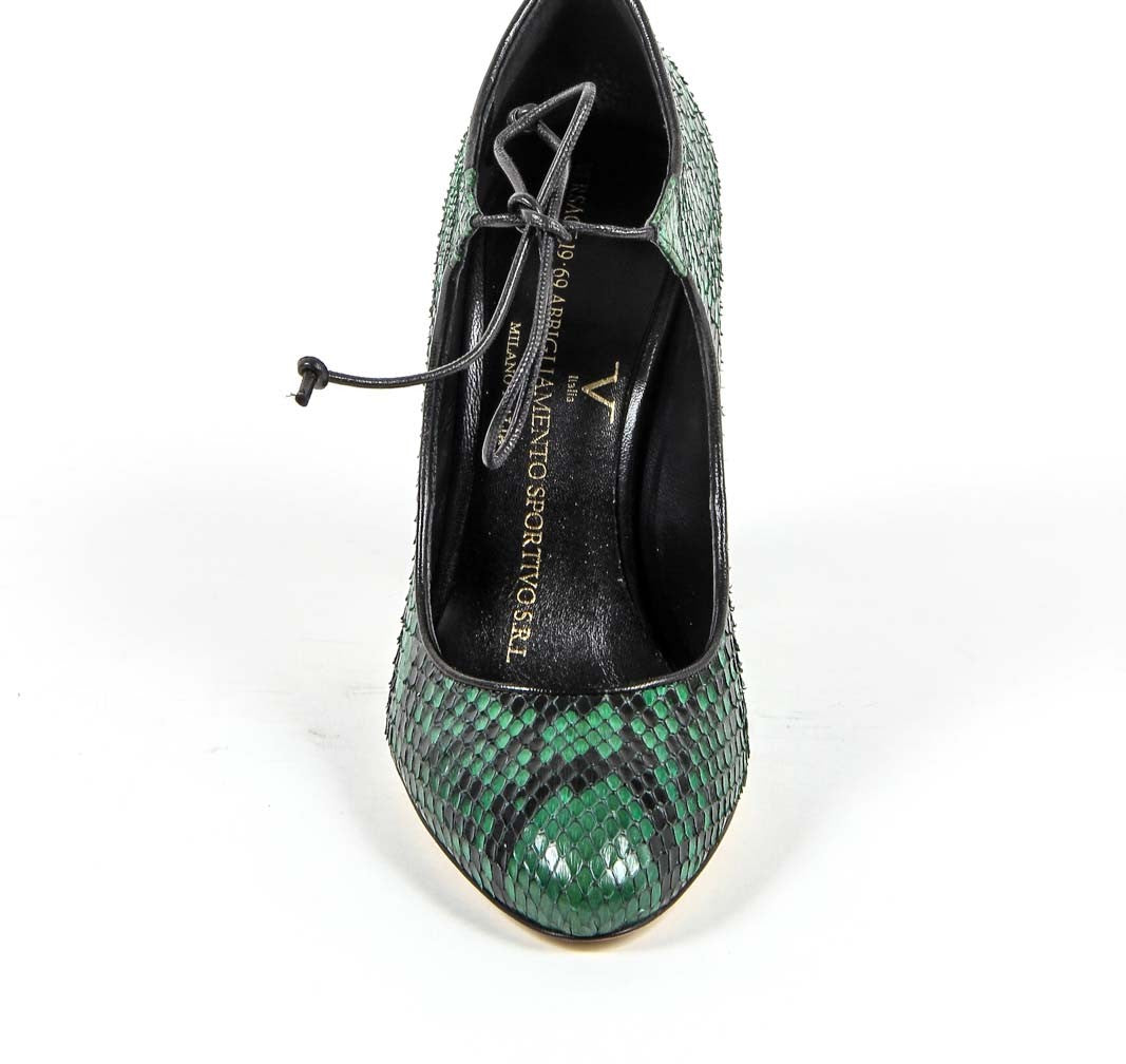 Décolleté con lacci da donna V 1969 Italia 3111302 PITONE VERDE