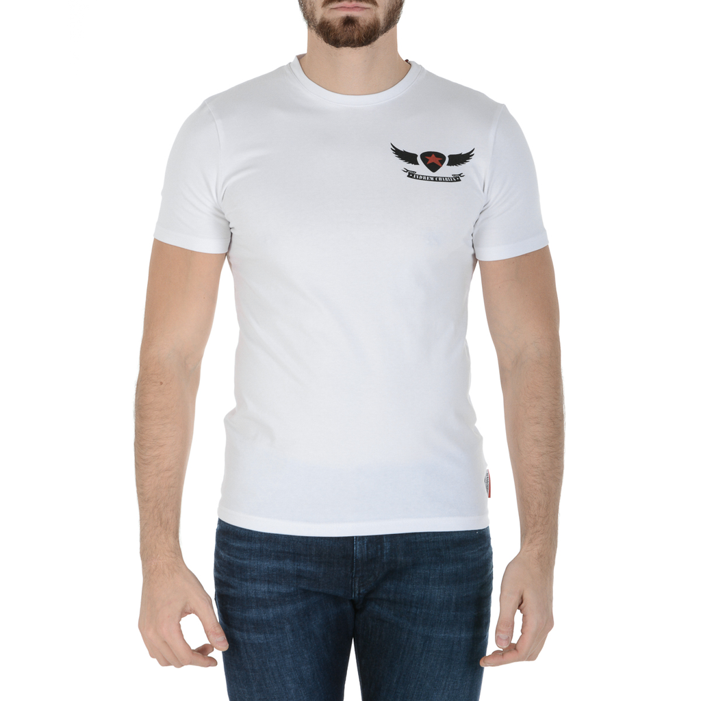 Andrew Charles T-shirt da uomo a maniche corte con scollo rotondo, bianca KEITA