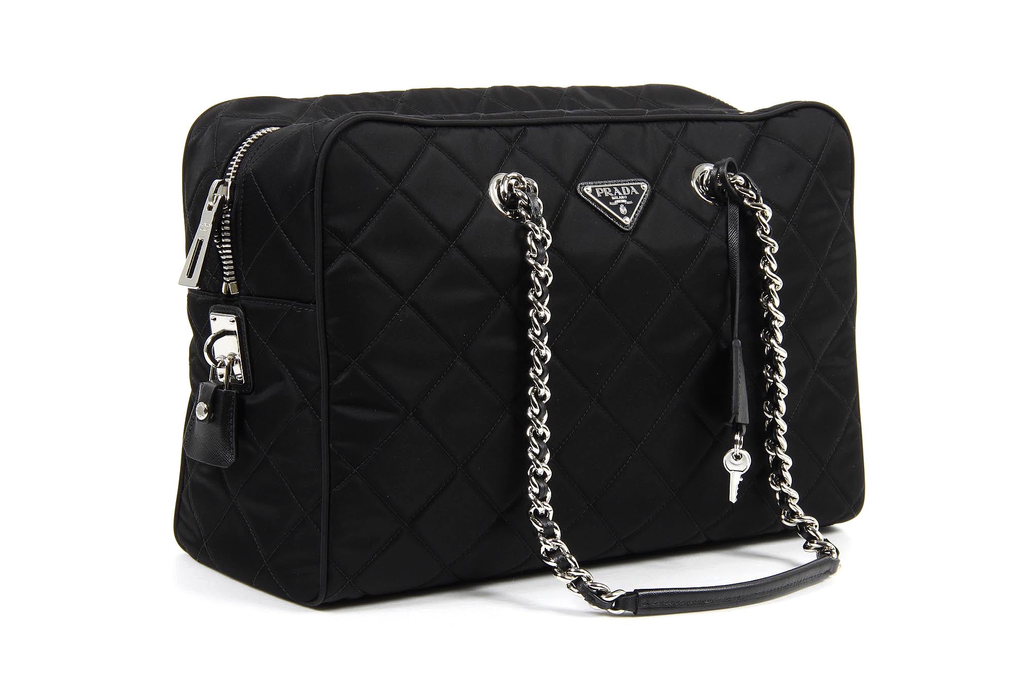 Borsa Prada trapuntata BL0774 Nero Tessuto Impuntu