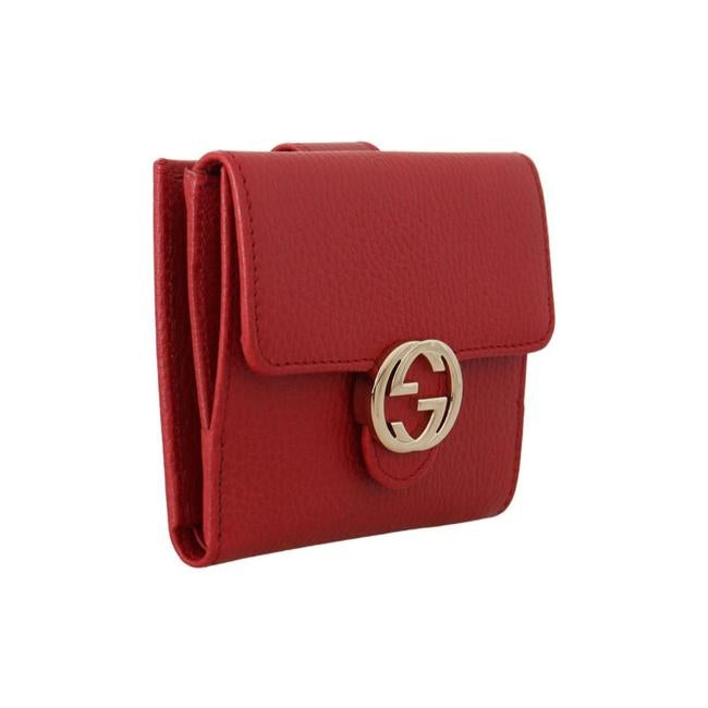 Portafoglio piccolo Gucci in pelle Interlocking rosso