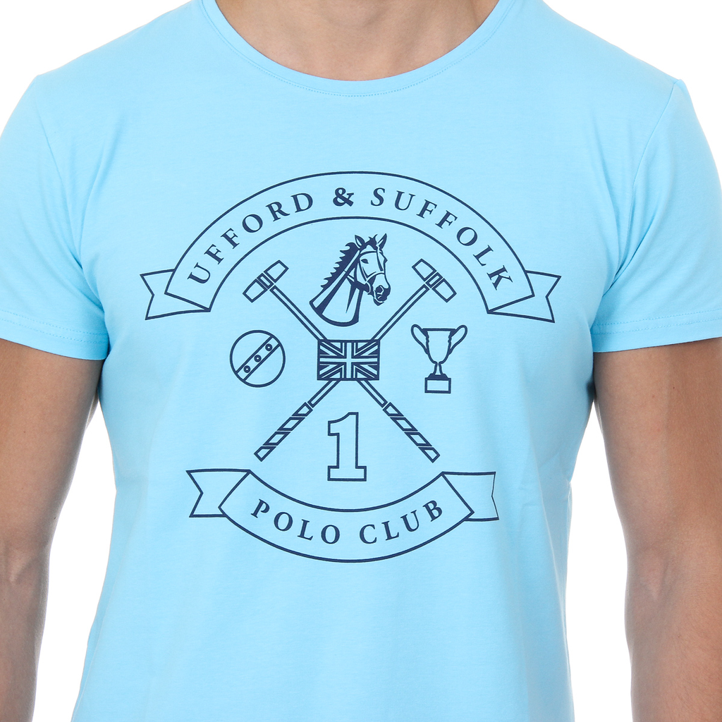 T-shirt da uomo Ufford & Suffolk Polo Club a maniche corte con scollo rotondo US027 BLU