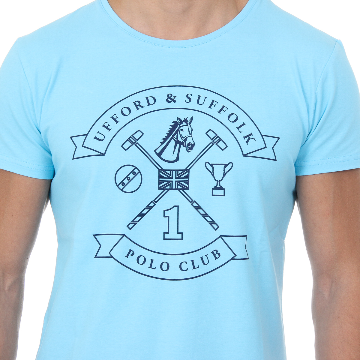T-shirt da uomo Ufford & Suffolk Polo Club a maniche corte con scollo rotondo US027 BLU