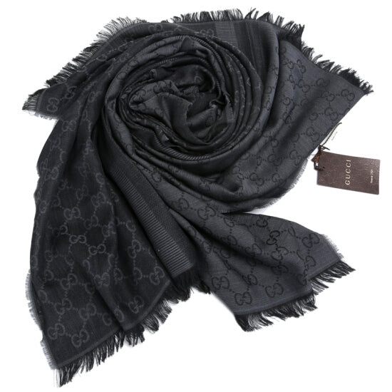 Gucci sciarpa uomo 70x195 nero grigio scuro