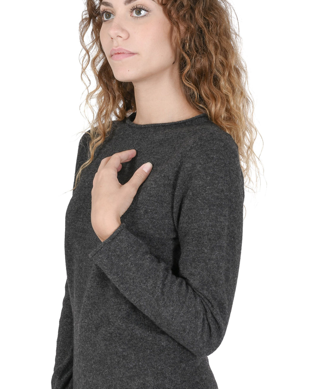 Maglione da donna con scollo a barca in cashmere Crown of Edinburgh COE 007 GRIGIO FERRO