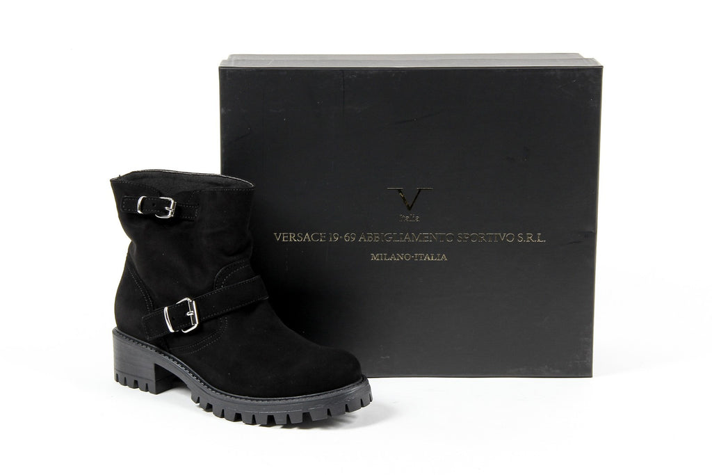 V 1969 Italia Womens Short Boot B1441 CAMOSCIO NERO