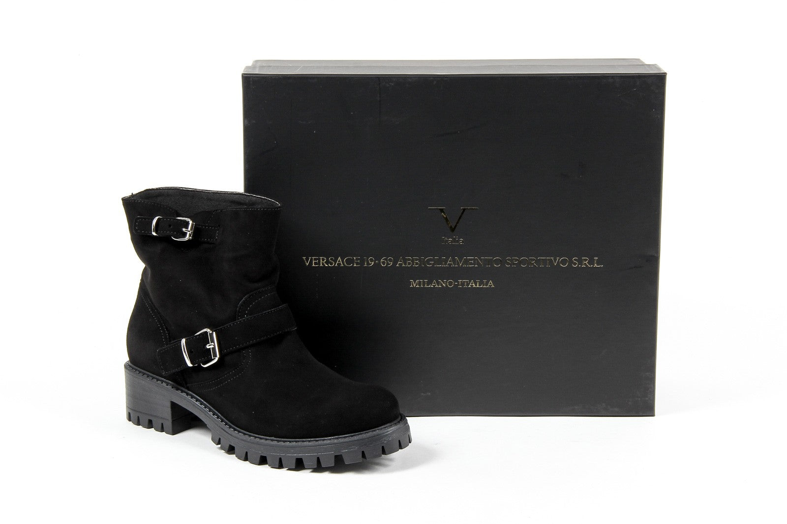 V 1969 Italia Womens Short Boot B1441 CAMOSCIO NERO