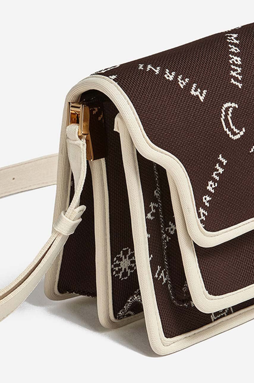 Borsa a tracolla in tessuto Marni Monogram marrone