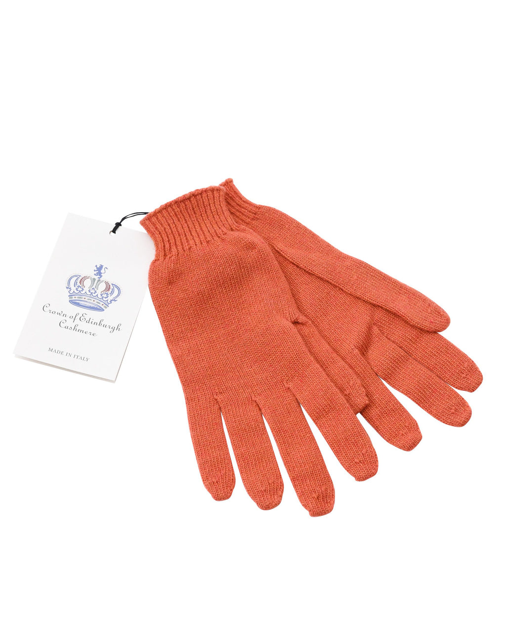 Guanti corti da donna in cashmere Crown of Edinburgh COE 001 ARANCIONE MATTONE
