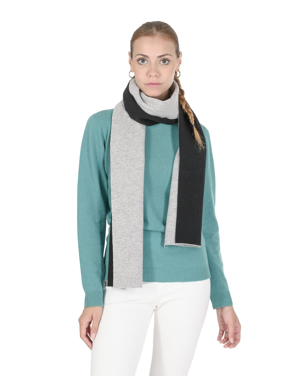 Sciarpa da donna in cashmere Crown of Edinburgh COE 0049 NERO GRIGIO