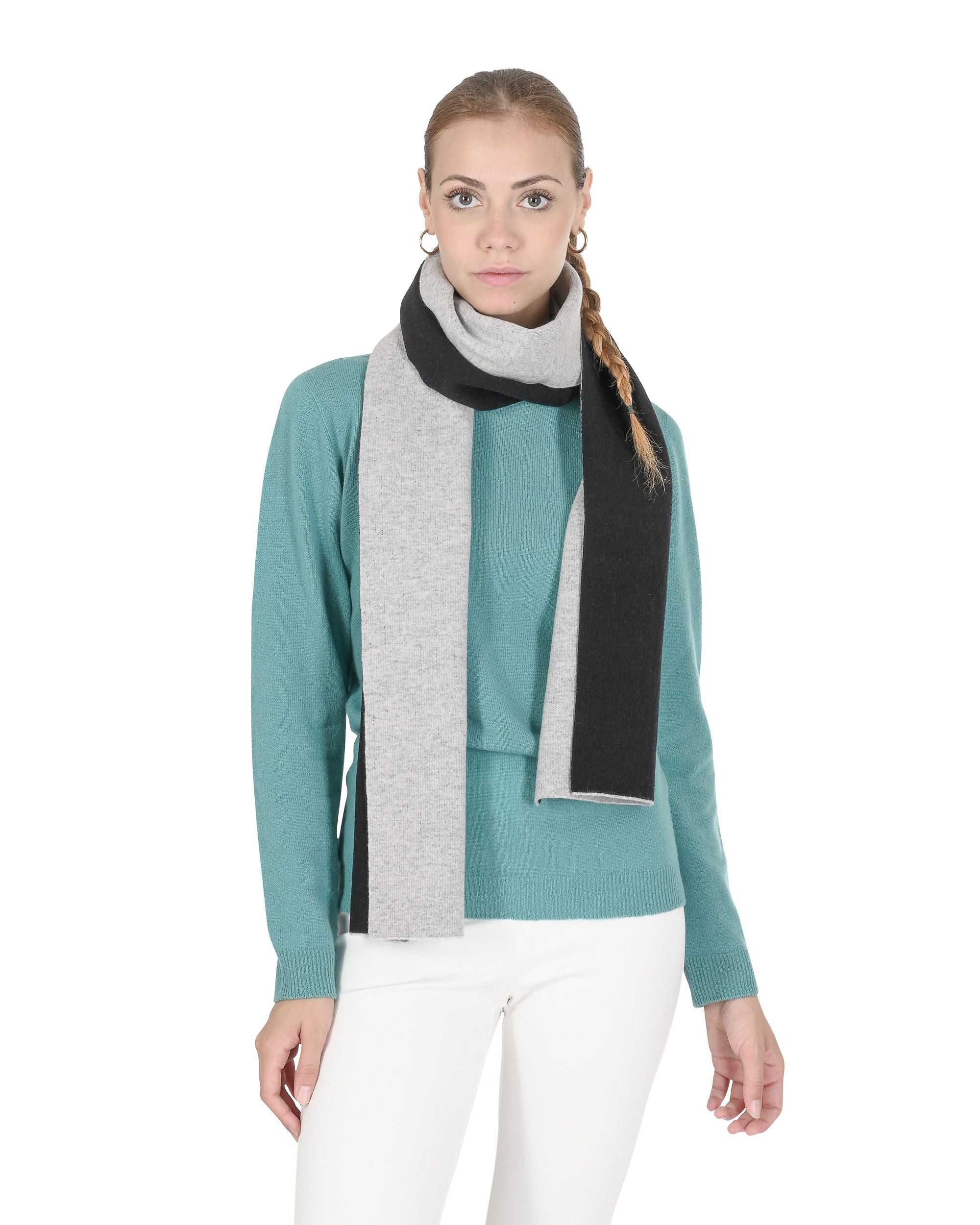 Sciarpa da donna in cashmere Crown of Edinburgh COE 0049 NERO GRIGIO