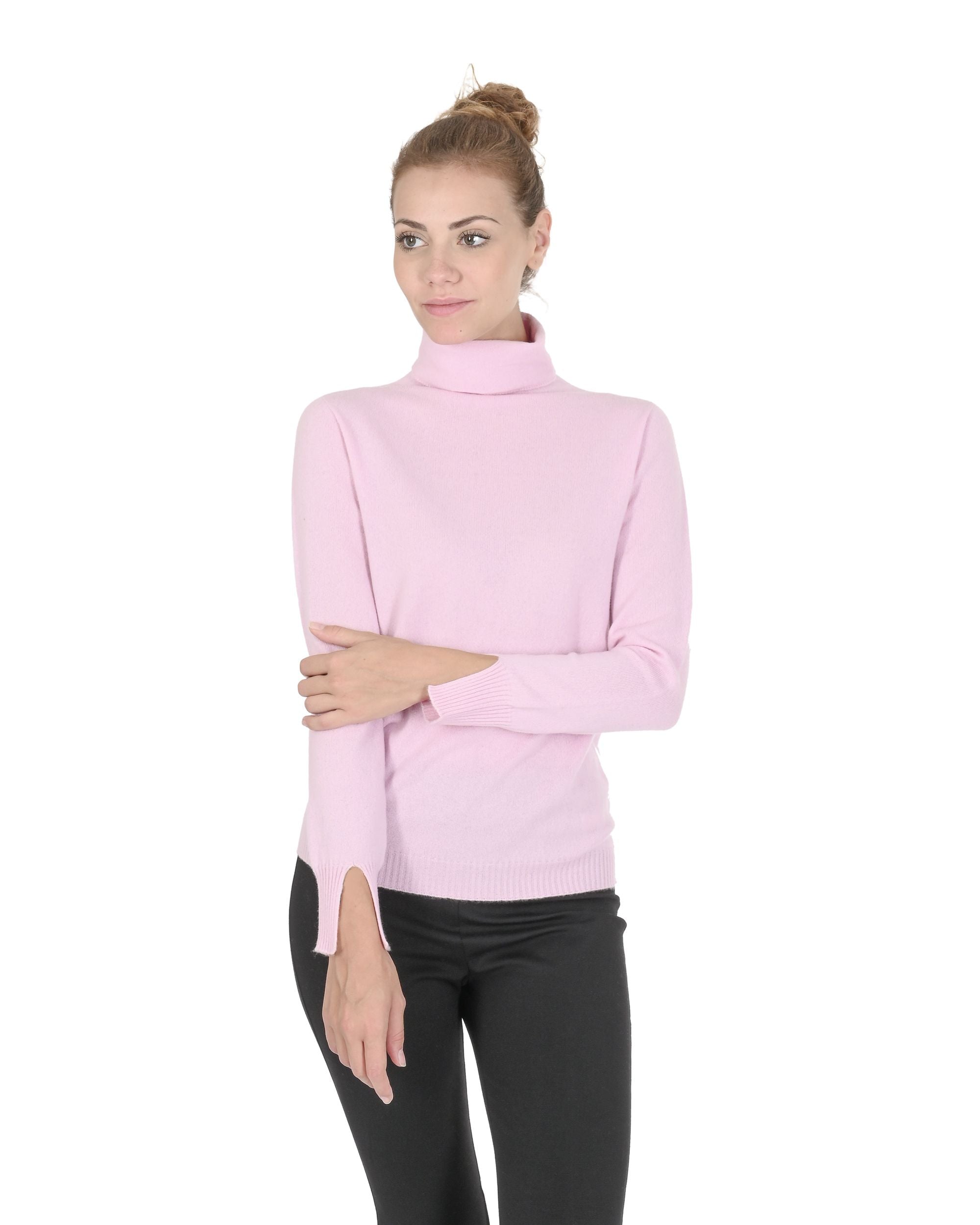 Maglione dolcevita da donna in cashmere Crown of Edinburgh COE 0023 ROSA