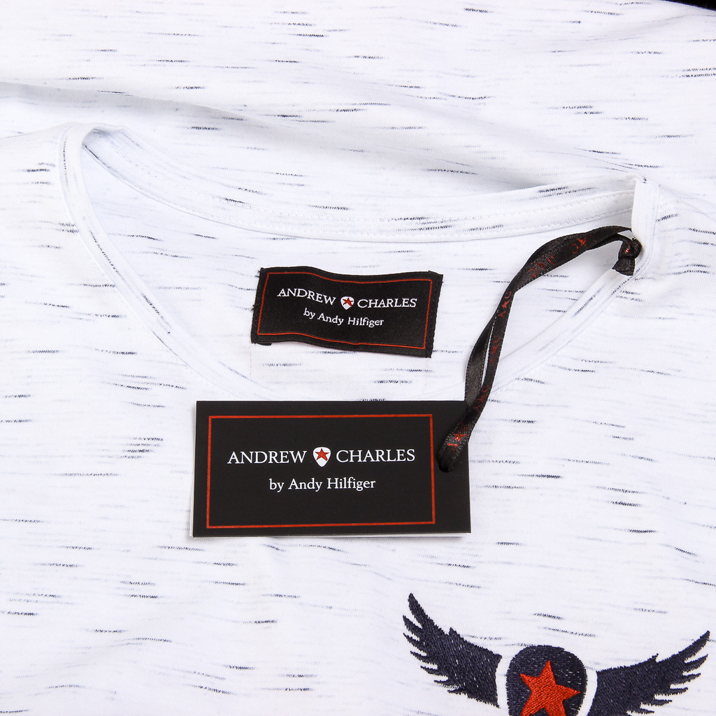 Andrew Charles T-shirt da uomo a maniche corte con scollo rotondo, bianca DYLAN
