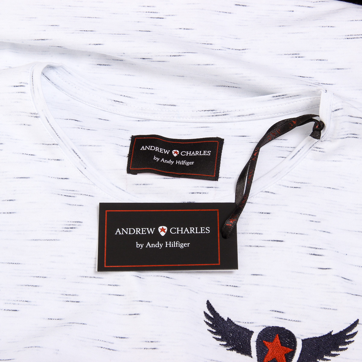 Andrew Charles T-shirt da uomo a maniche corte con scollo rotondo, bianca DYLAN