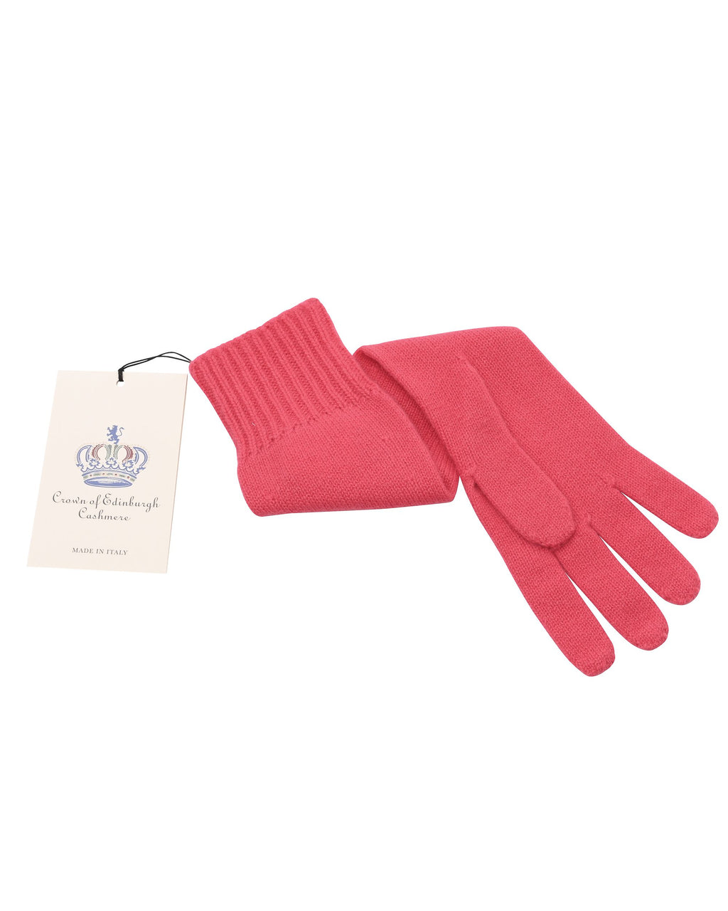 Guanti lunghi da donna in cashmere Crown of Edinburgh COE 002 FRAGOLA
