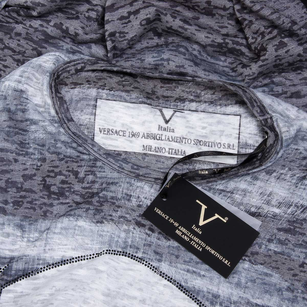 V 1969 Italia T-shirt da uomo a maniche corte con scollo tondo nera LOGAN