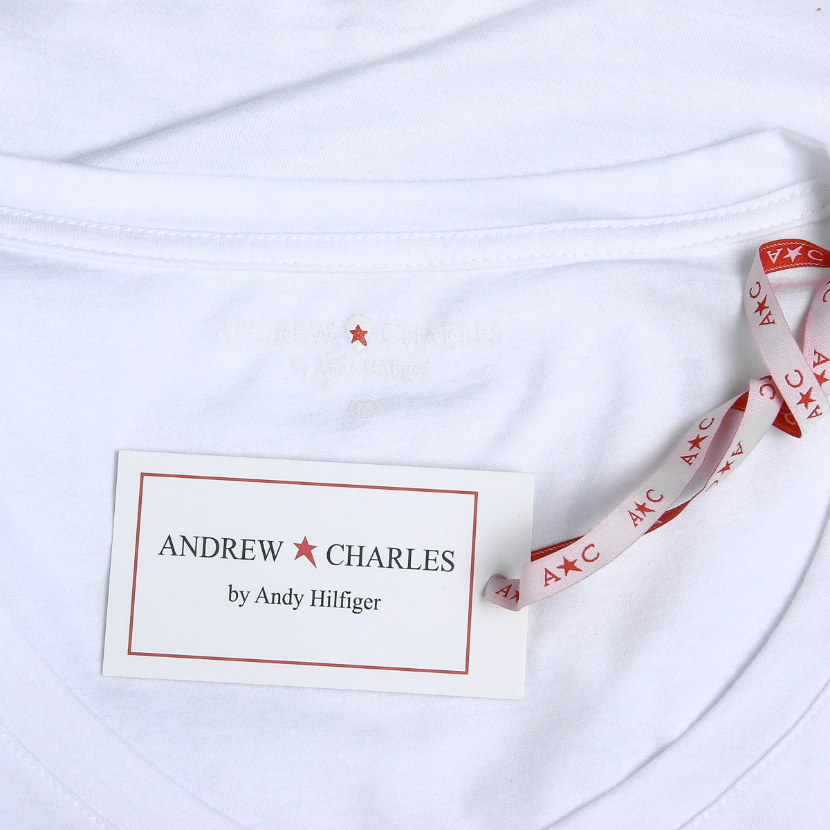 Andrew Charles T-shirt da donna a maniche corte con scollo a V, bianca TAPIWA
