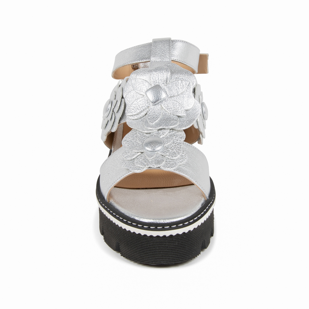V1969 Italia Sandalo con plateau da donna Argento B3042DO CAPRA VETREX LAM ARGENTO