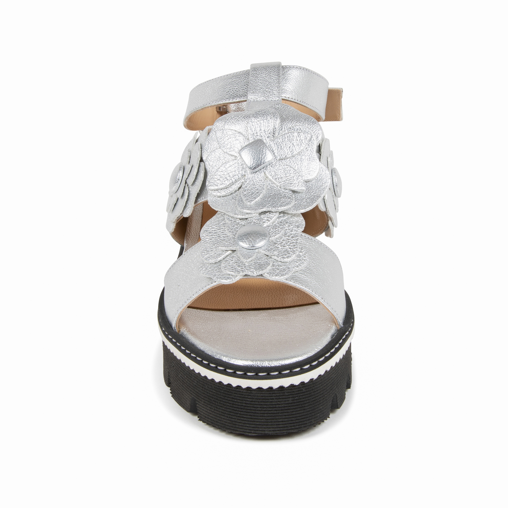 V1969 Italia Sandalo con plateau da donna Argento B3042DO CAPRA VETREX LAM ARGENTO