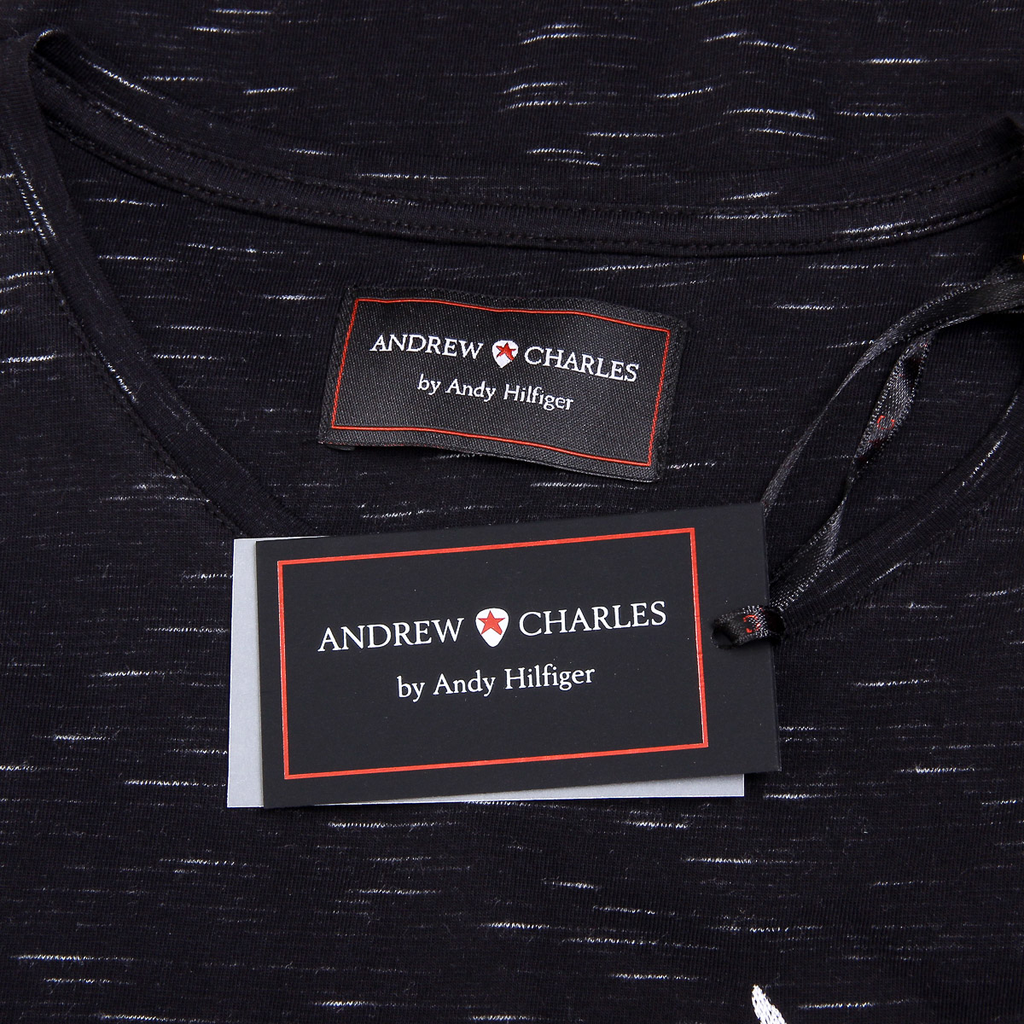 Andrew Charles T-shirt da uomo a maniche corte con scollo tondo nera DYLAN