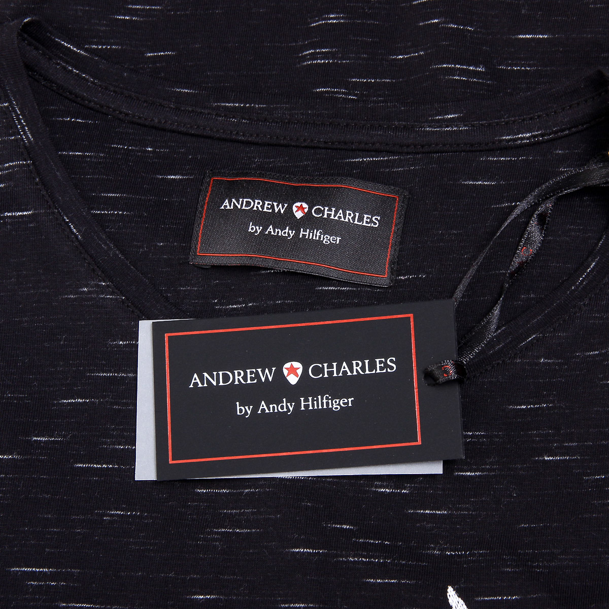 Andrew Charles T-shirt da uomo a maniche corte con scollo tondo nera DYLAN